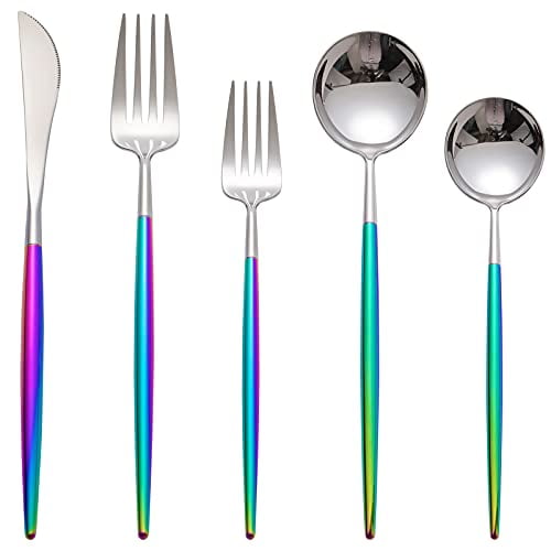 20-Piece Iridescence Rainbow Flatware Cutlery Set Stainless Steel Siverware set